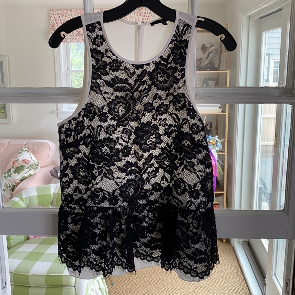 Tibi lace top black and white size 6